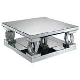 Orleans Furniture - Coaster - Amalia Square Mirrored Acrylic Crystal Coffee Table Silver - 722518